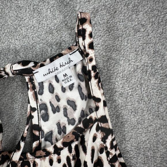 White Birch Animal Print Romper Jumpsuit Shorts Size Medium Sleeveless Tie Waist - Picture 3 of 9
